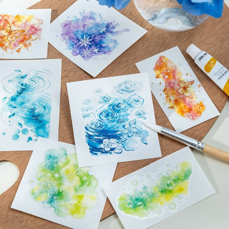 Nature Watercolor Base Pet Tape 6cm x 2m 4 Designs image 1