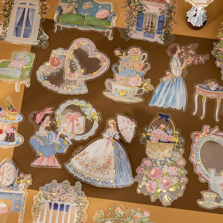 Rococo Girl Theme Series Pet Stickers 10pcs 6 Variants image 1