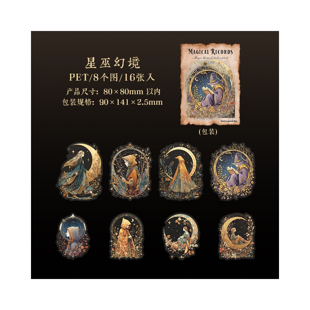 Magic Chronicles Series PET Stickers 16psc 6 Designs