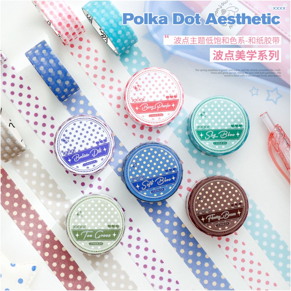 Polka Dot Aesthetics Washi Tape 1 5cm x 5m 6 variants image 0