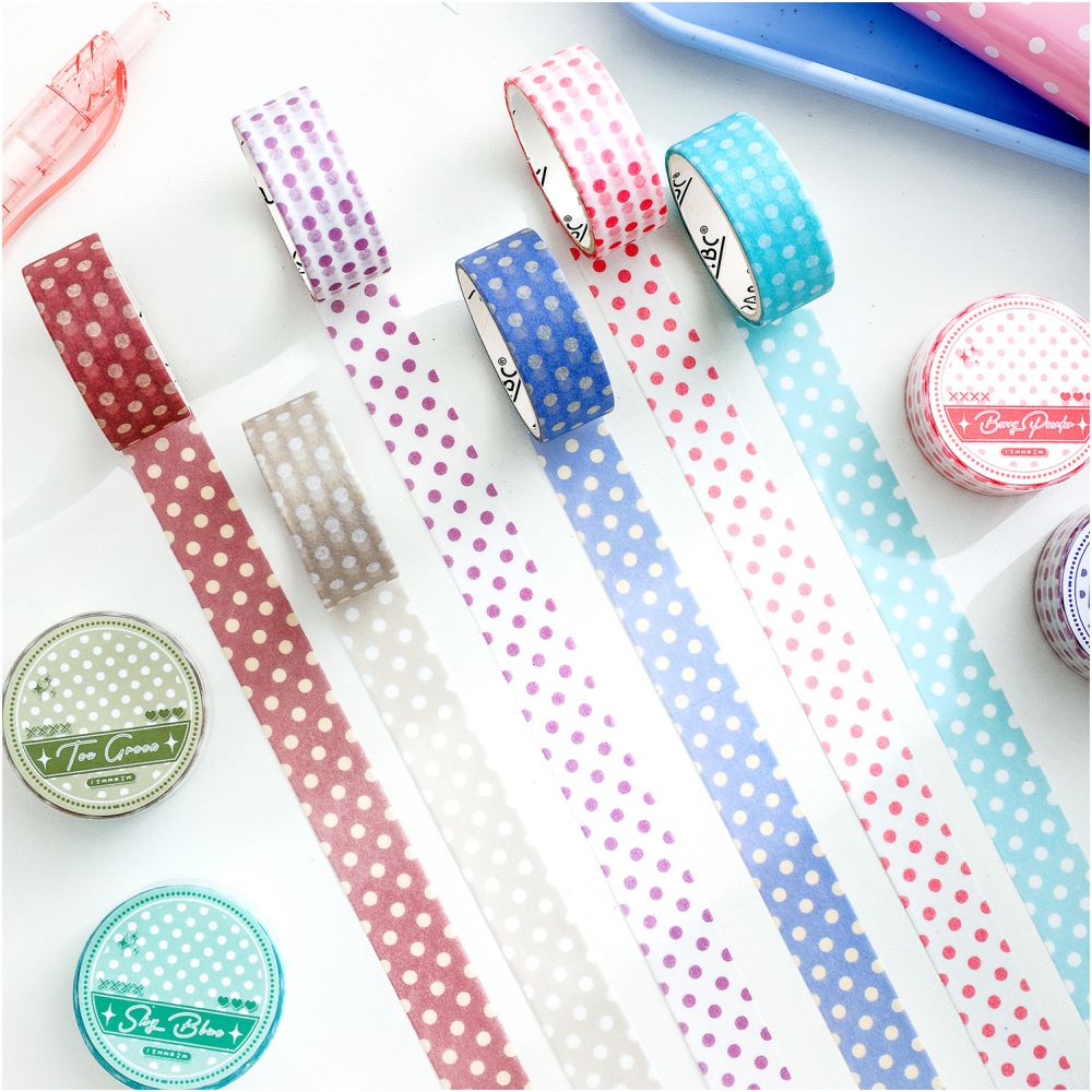 Polka Dot Aesthetics Washi Tape 1 5cm x 5m 6 variants image 1