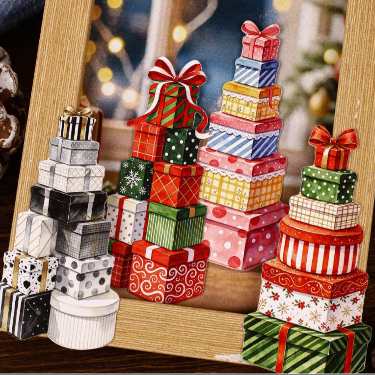 Christmas Gift Series Paper Stickers 8psc 6 variants image 1
