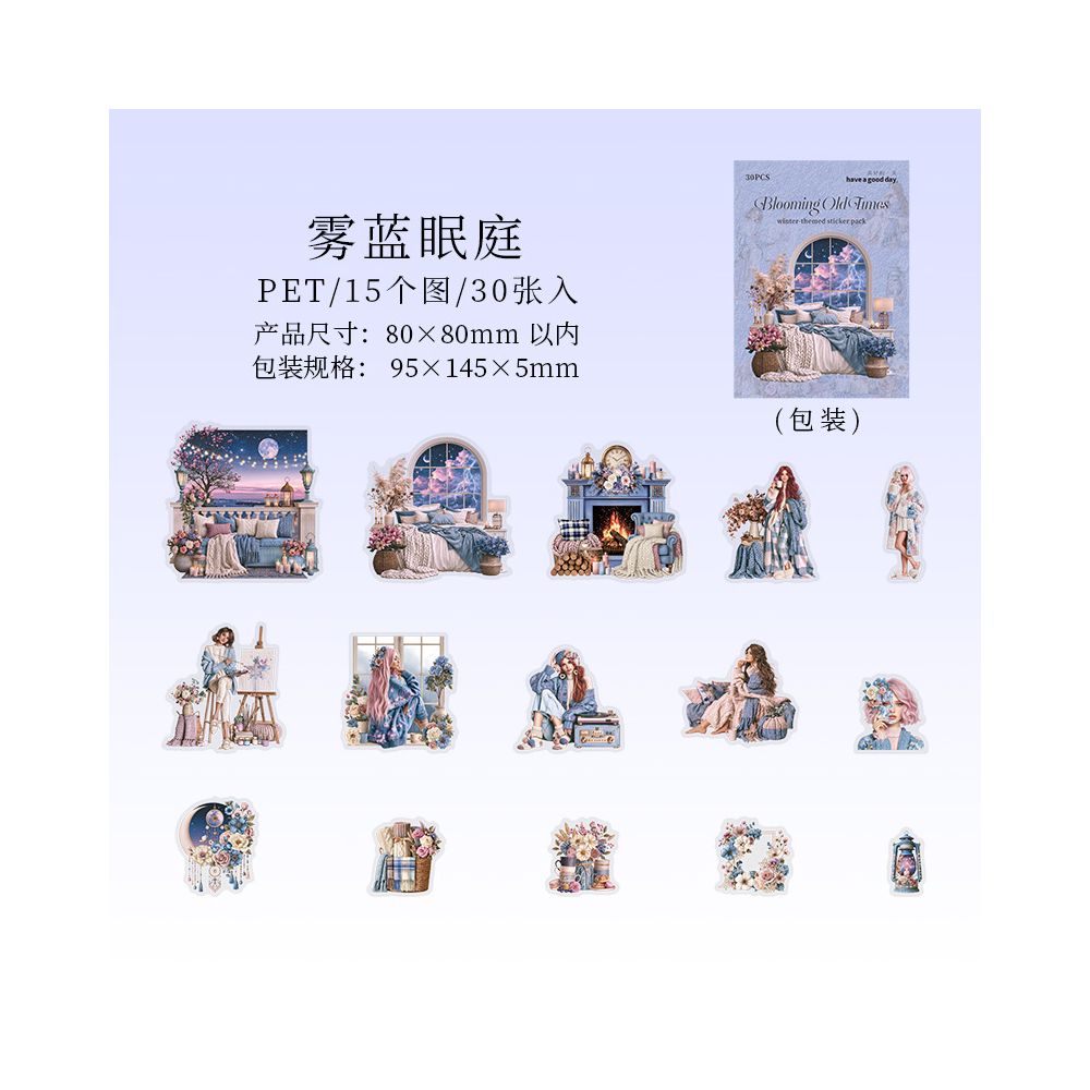 Winter Glamorous Theme PET Stickers 30psc 4 Designs