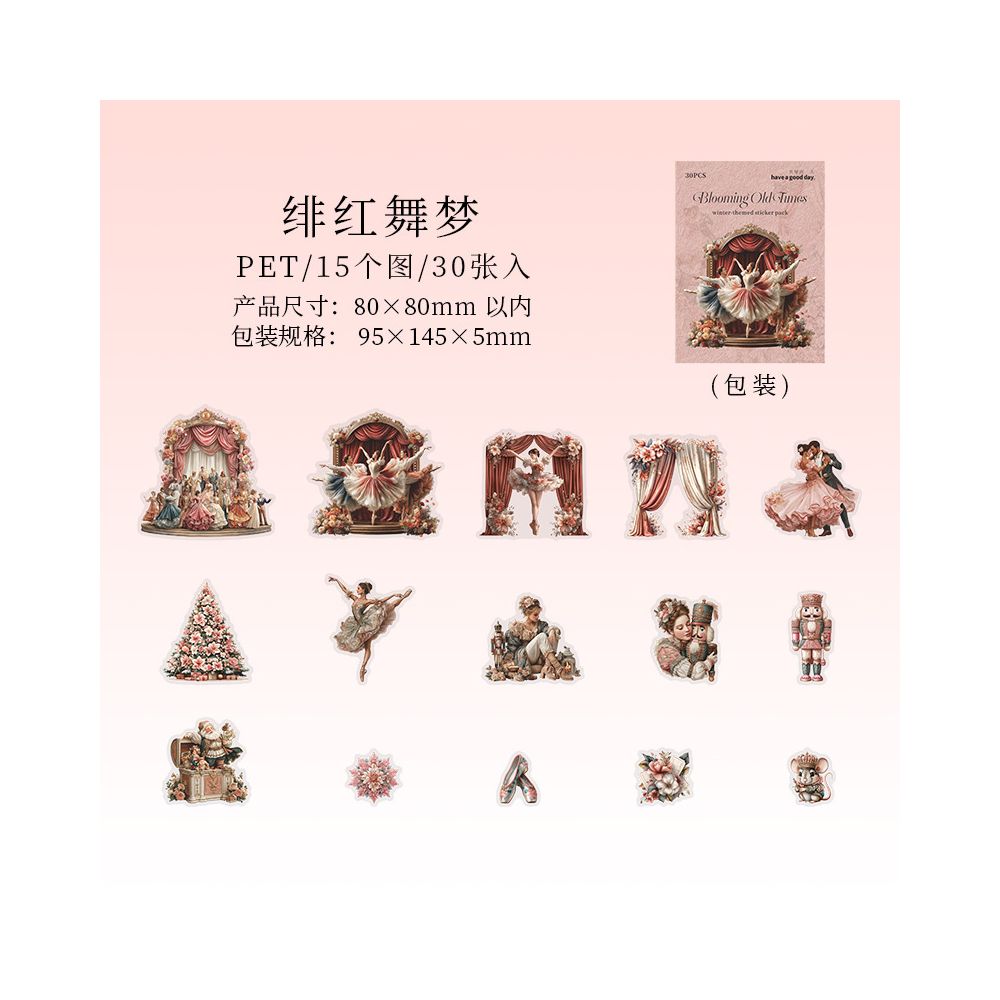 Winter Glamorous Theme PET Stickers 30psc 4 Designs