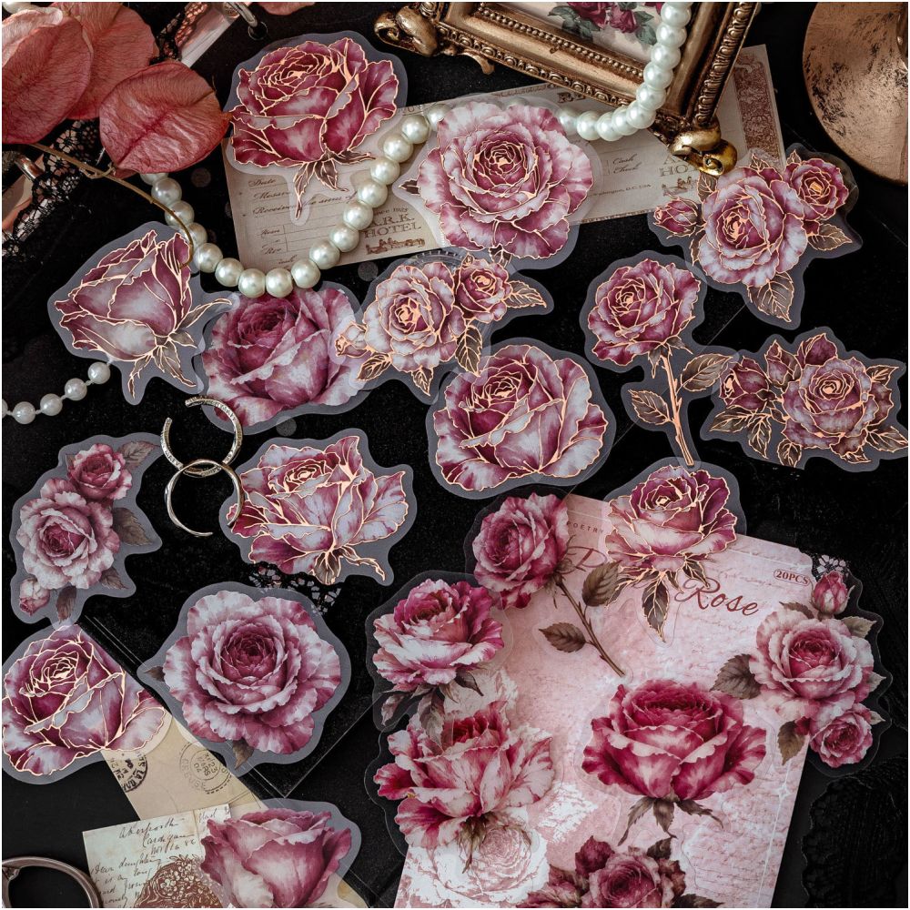 3D Floral Rose Series PET Stickers 20psc 4 Designs image 2