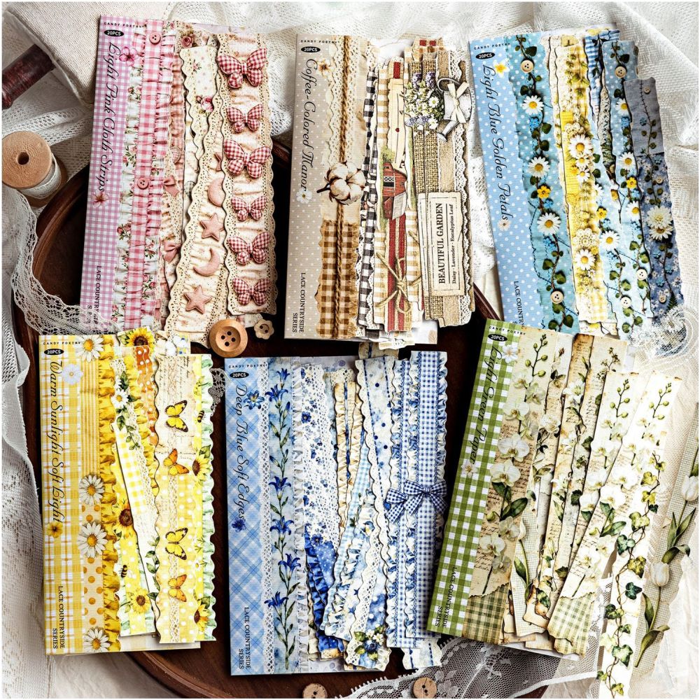 Lace Countryside Series Paper Stickers 20psc 6 Designs image 0