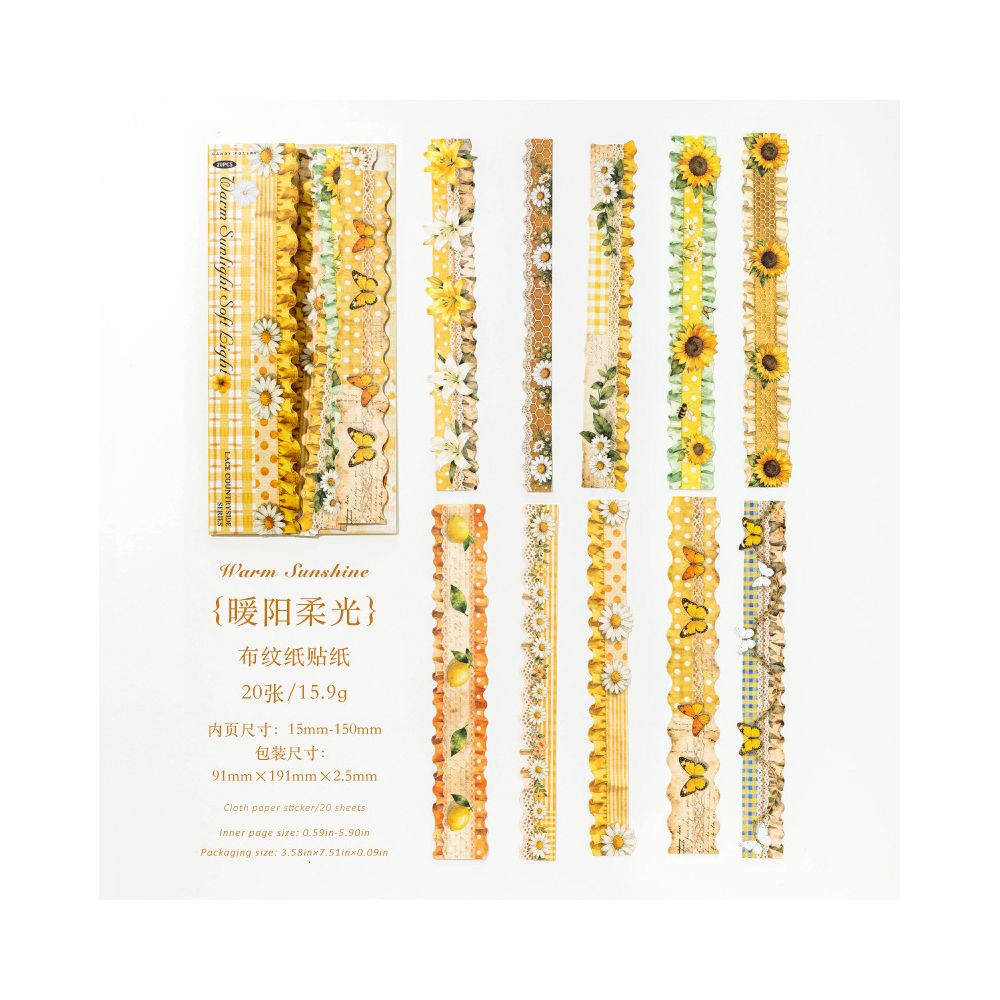 Lace Countryside Series Paper Stickers 20psc 6 Designs