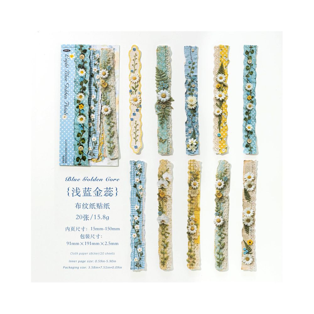 Lace Countryside Series Paper Stickers 20psc 6 Designs