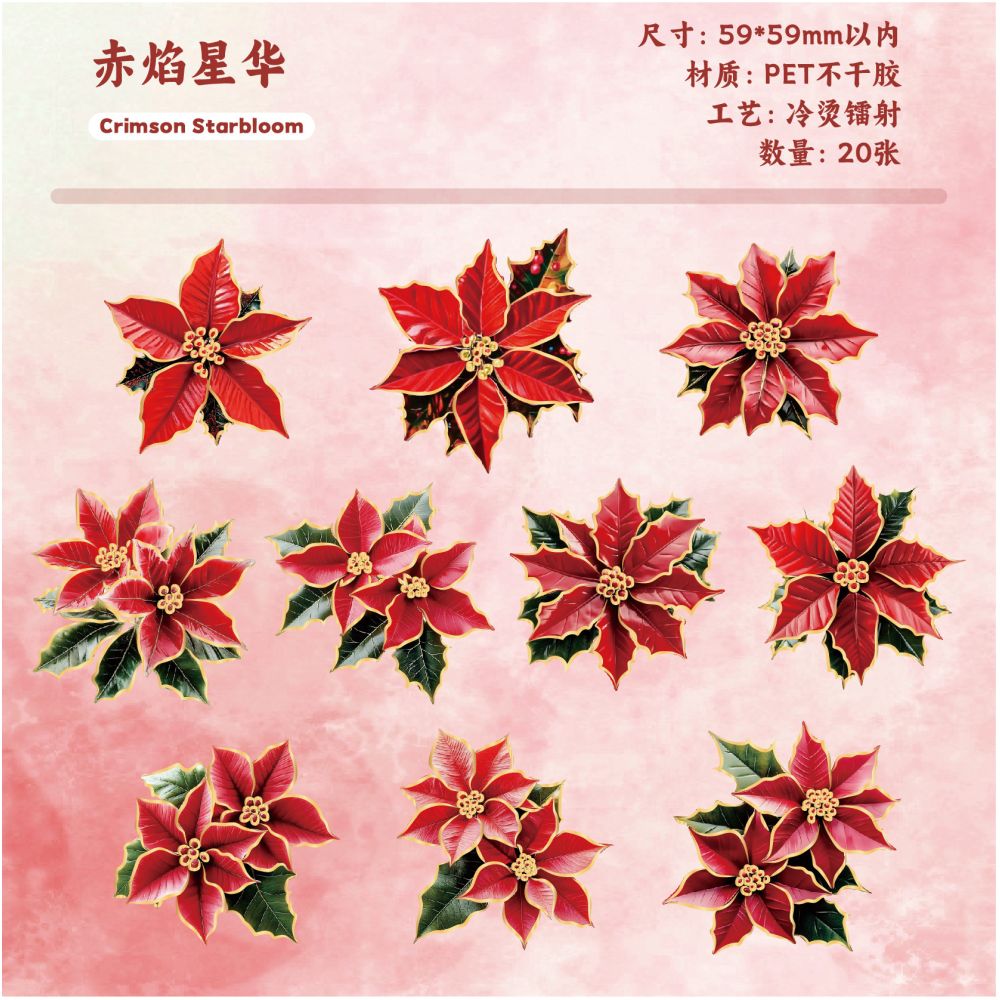 Starry Floral Series PET Stickers 20psc 6 Designs