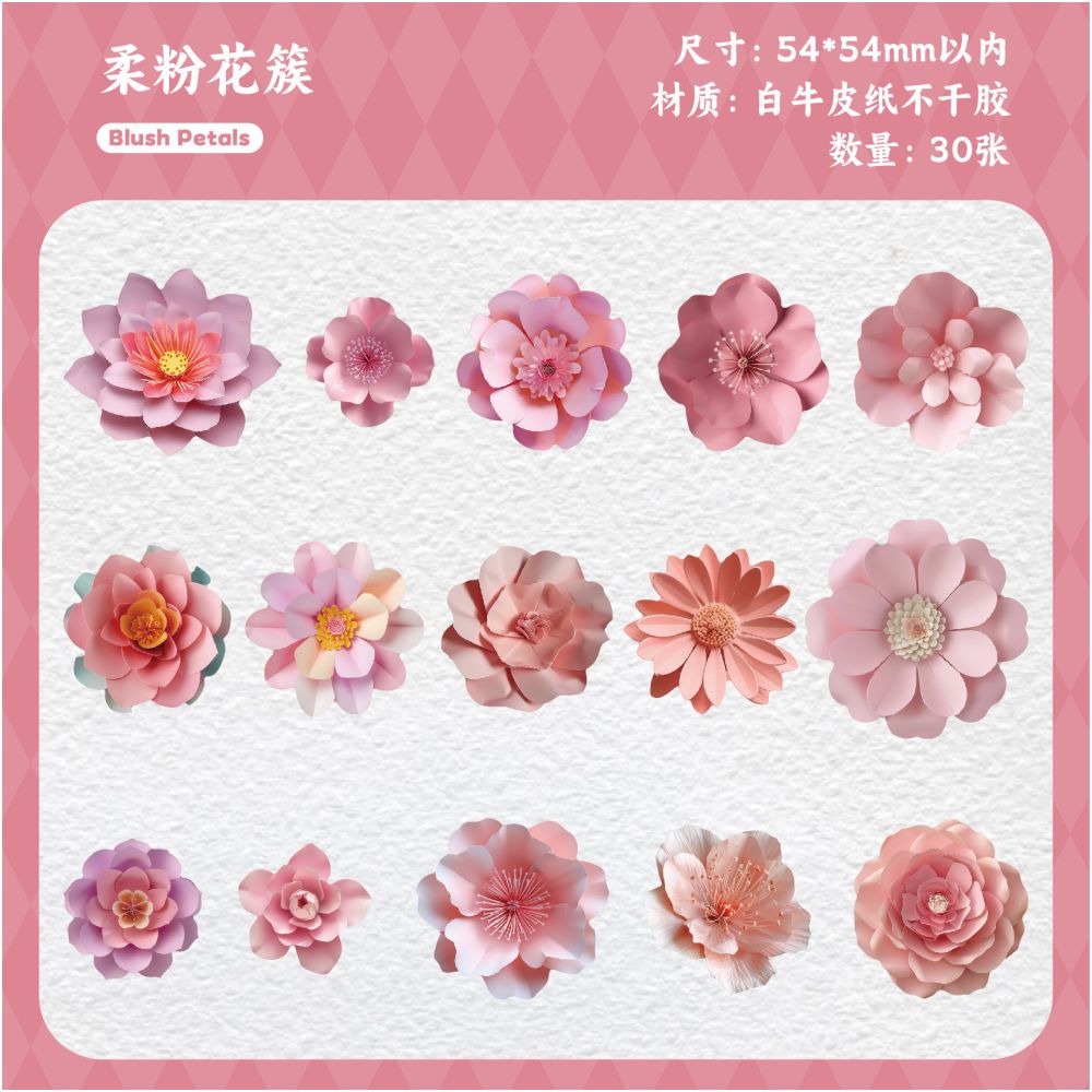 Blossom Notes Series Paper Stickers 30psc 6 Designs