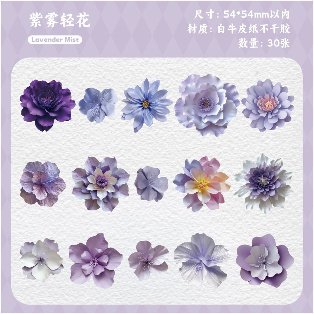 Blossom Notes Series Paper Stickers 30psc 6 Designs