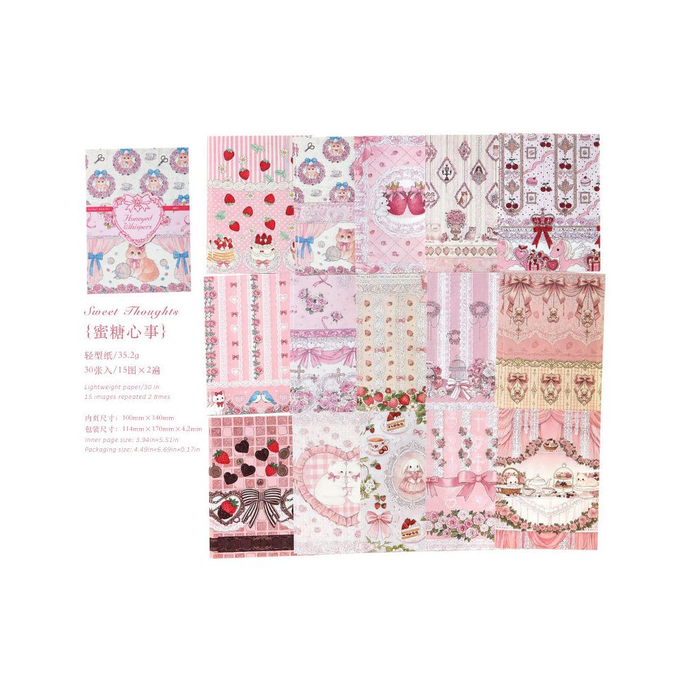 Rococo Tea Party Series Material Paper 14cm x 10cm 30 Sheets 6 Designs