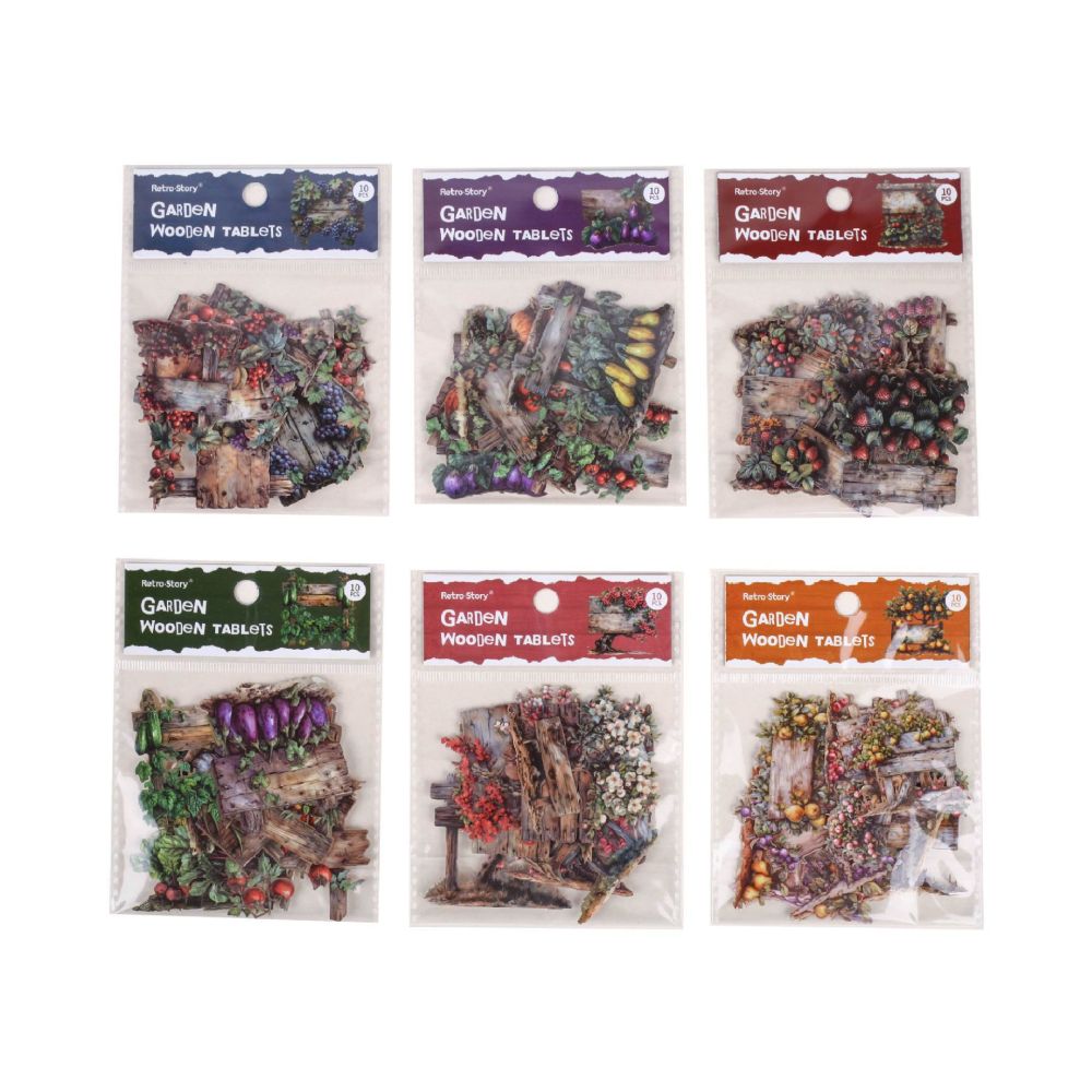 Garden Wood Note Series Paper Stickers 10psc 6 Designs image 4