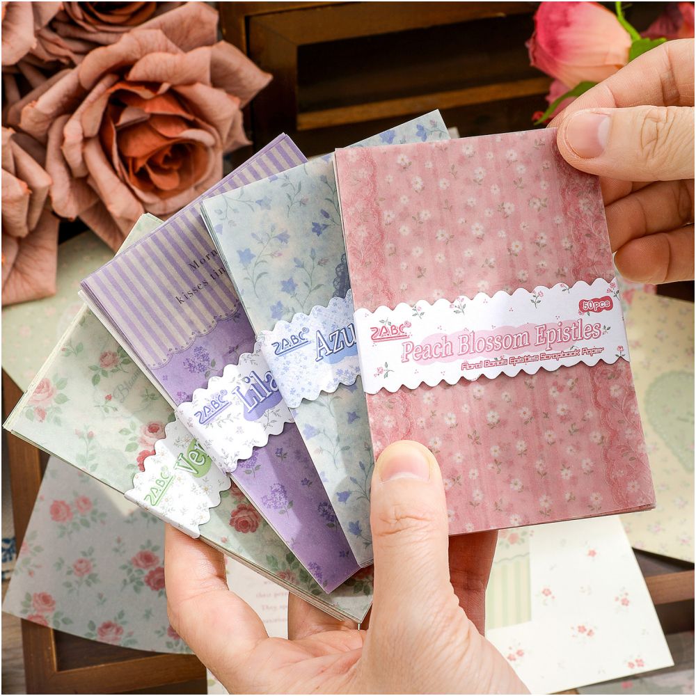 Floral Pattern Series Material Paper 10cm x 7cm 50 sheets 4 designs image 1