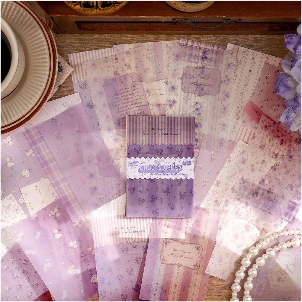 Floral Pattern Series Material Paper 10cm x 7cm 50 sheets 4 designs image 2