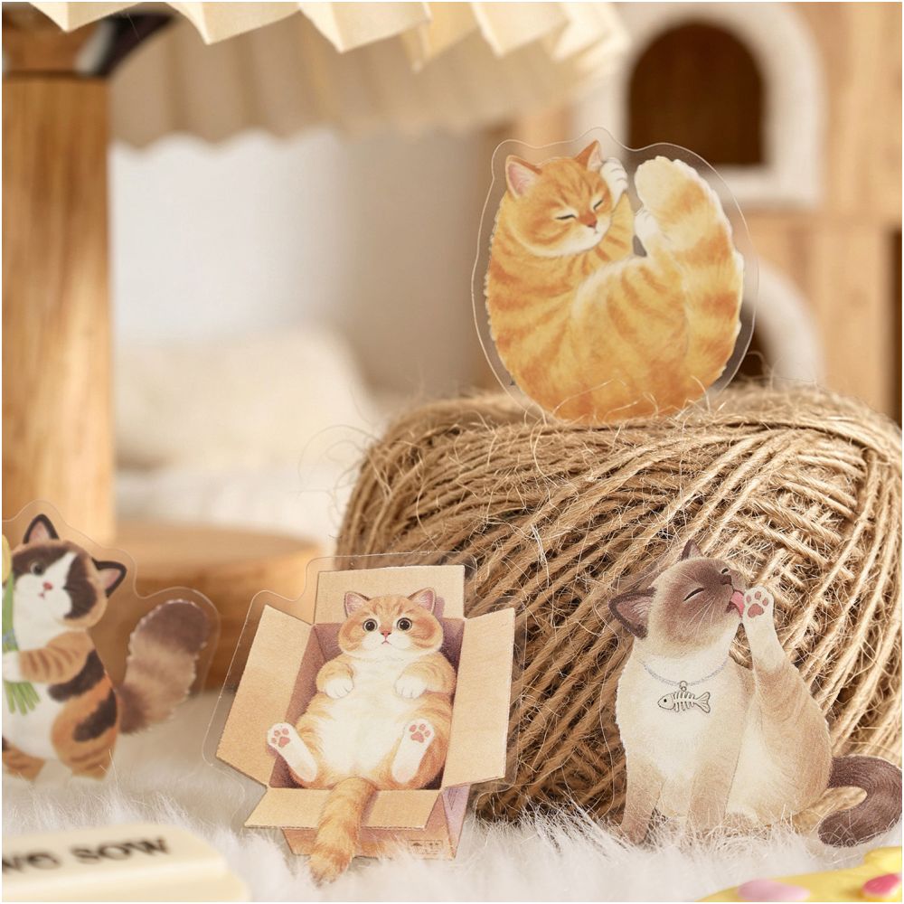 Fun Cat Series PET Stickers 30 Sheets 6 Designs image 2
