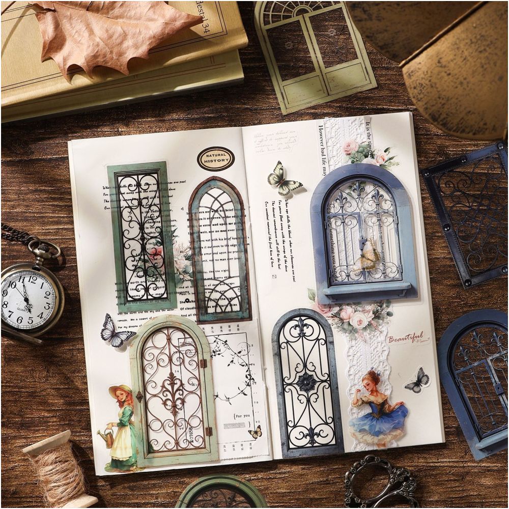 Ancient Window Series PET Stickers 20psc 6 Designs image 2
