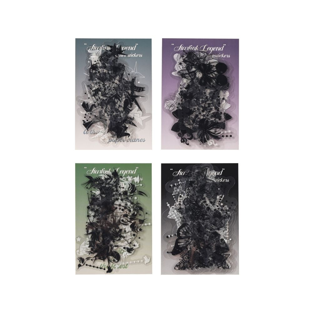 Black and White Silhouette PET Stickers 16psc 6 Designs image 4