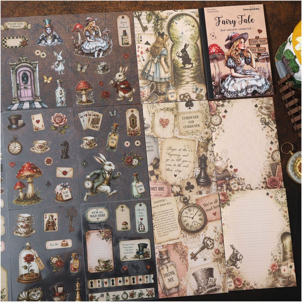 Fairy Tale Narrative Series Paper PET Stickers Book 20 sheets 4 designs image 2