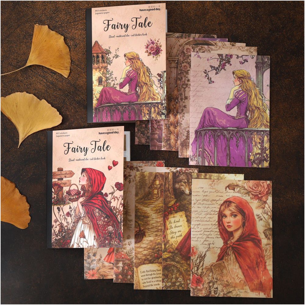 Fairy Tale Narrative Series Paper PET Stickers Book 20 sheets 4 designs image 3