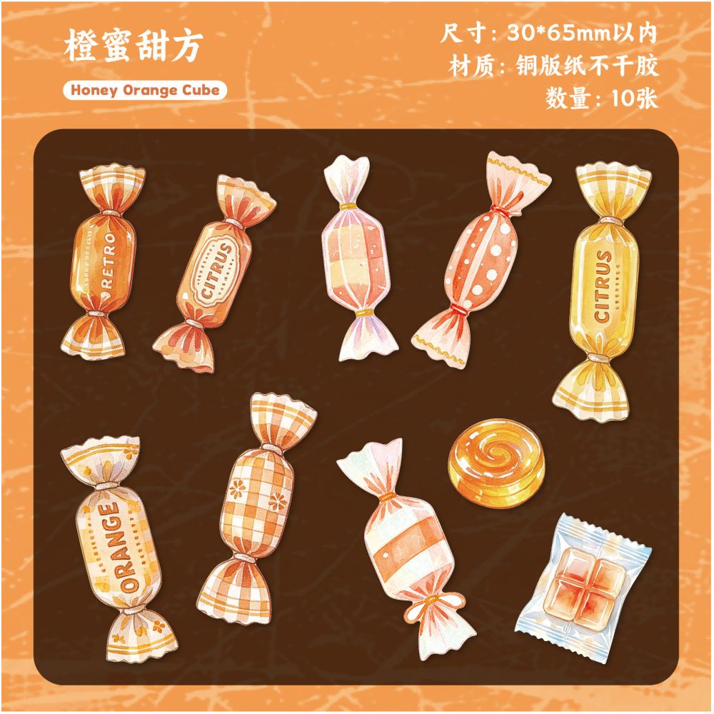 Candy Themed Paper Stickers 10psc 6 designs