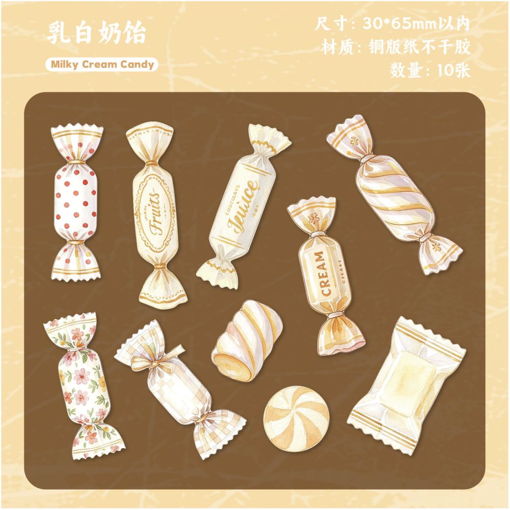 Candy Themed Paper Stickers 10psc 6 designs