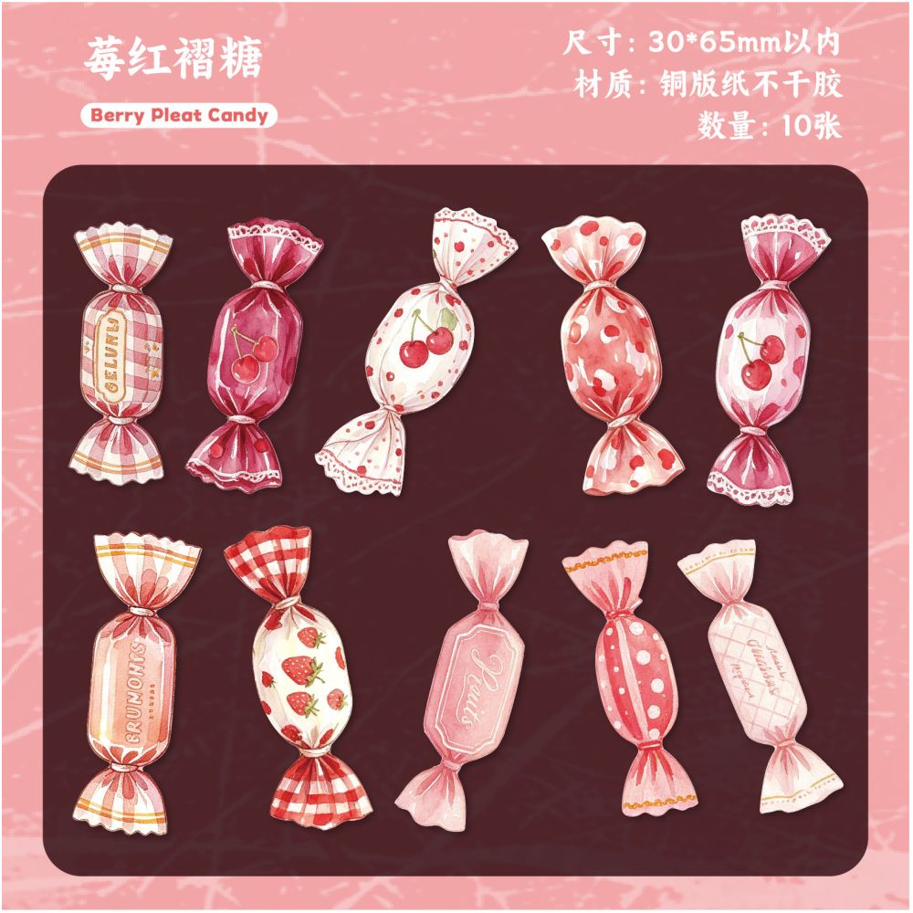 Candy Themed Paper Stickers 10psc 6 designs