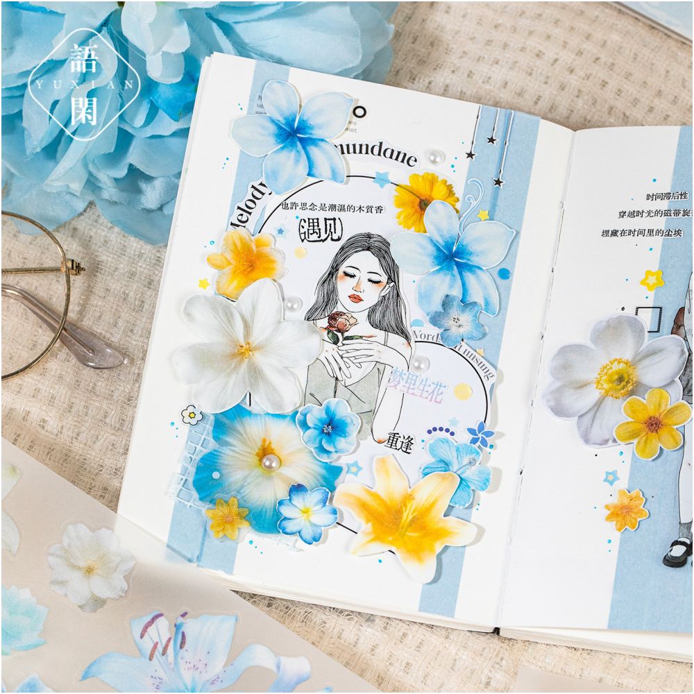Floral Series Paper Stickers Book 18 Sheets 2 designs image 2