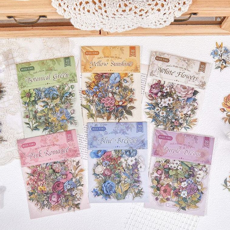 Flower Landscapes Series PET Stickers 30psc 6 Designs image 0