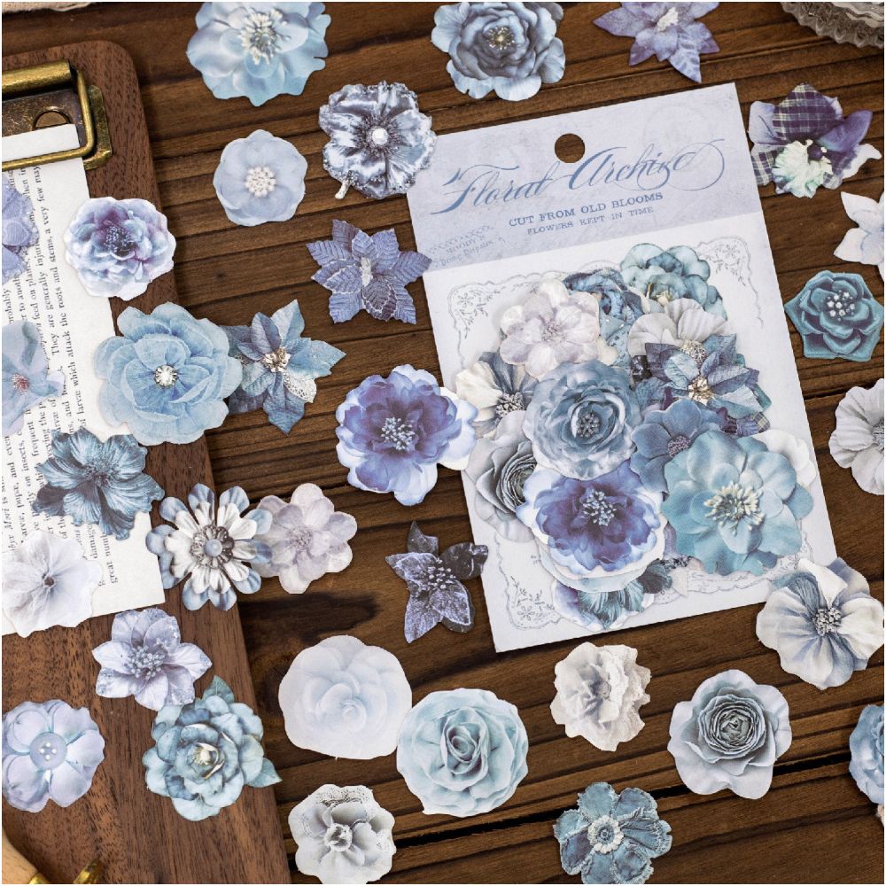 Vintage Blooms of Flowers Paper Stickers 40psc 6 Designs image 1