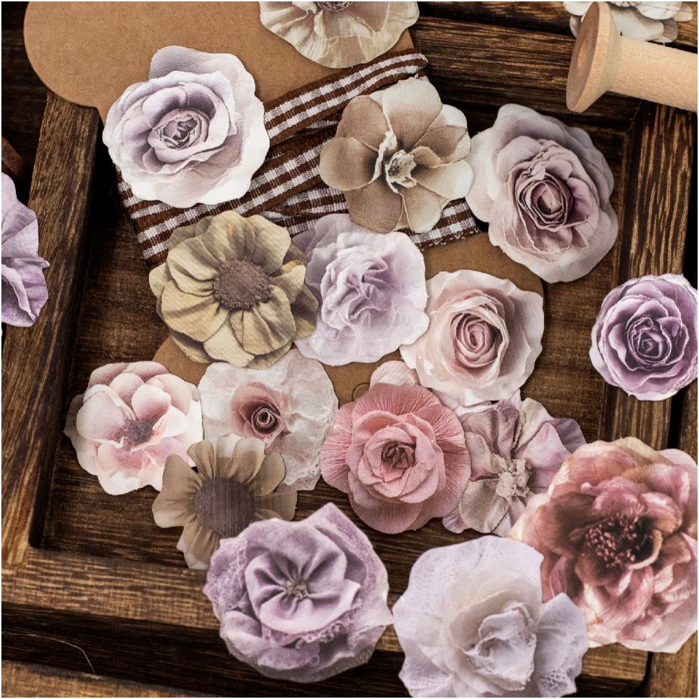 Vintage Blooms of Flowers Paper Stickers 40psc 6 Designs image 2