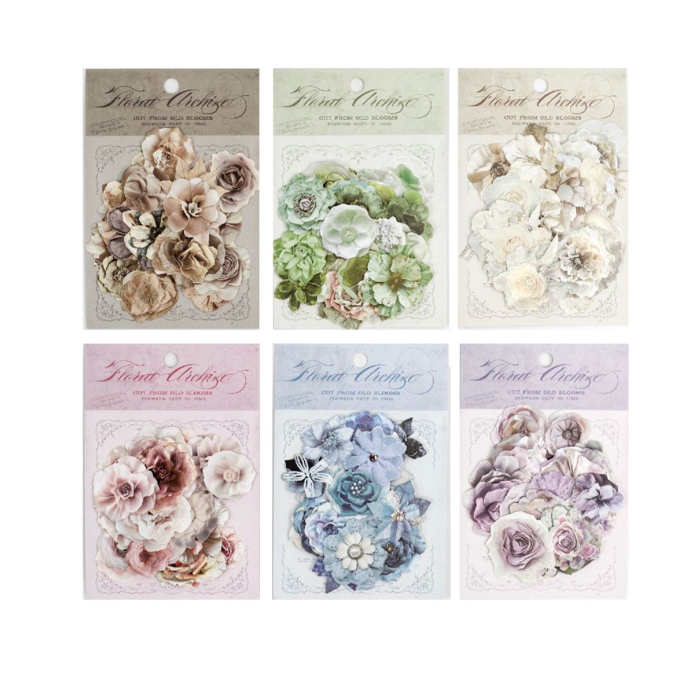 Vintage Blooms of Flowers Paper Stickers 40psc 6 Designs image 4