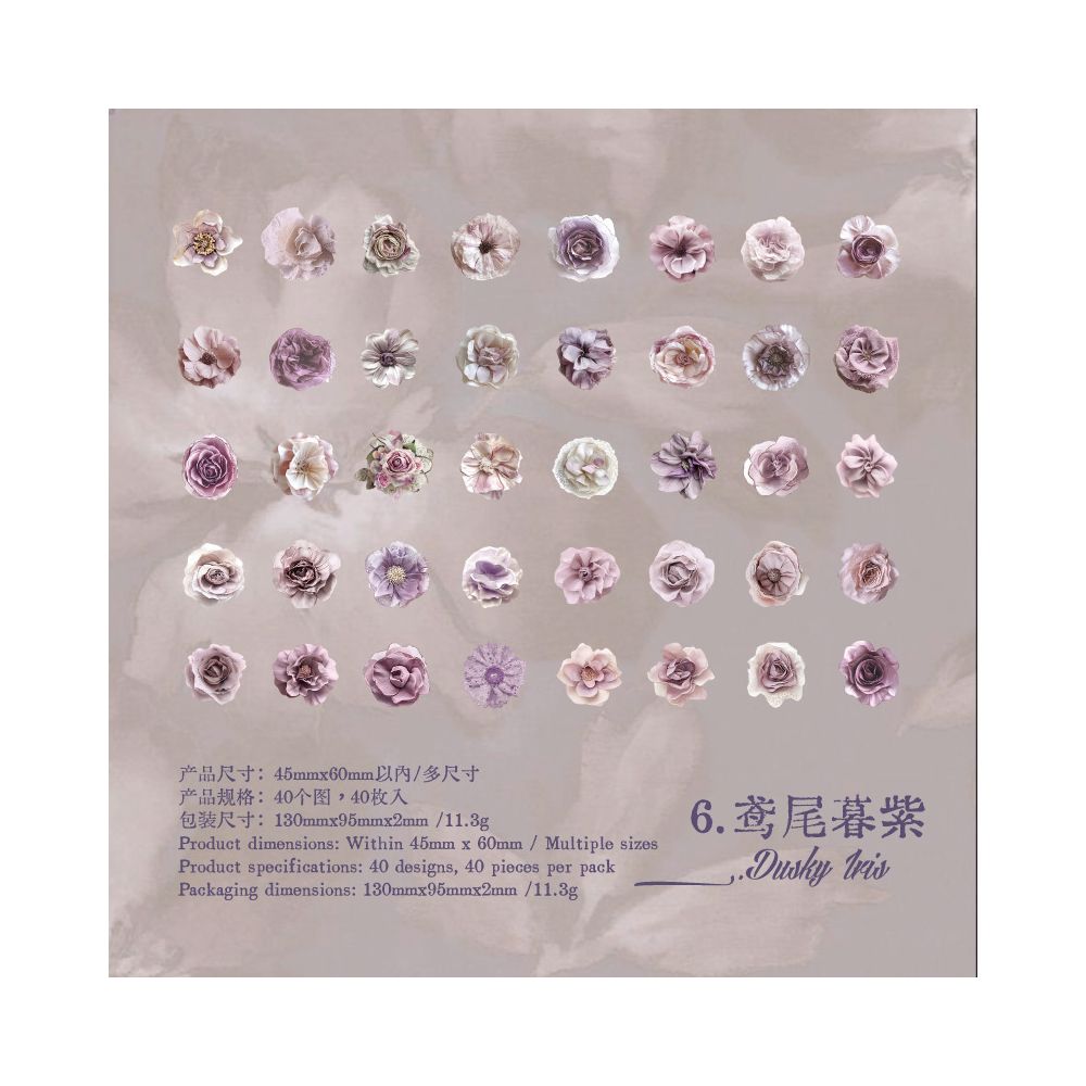 Vintage Blooms of Flowers Paper Stickers 40psc 6 Designs