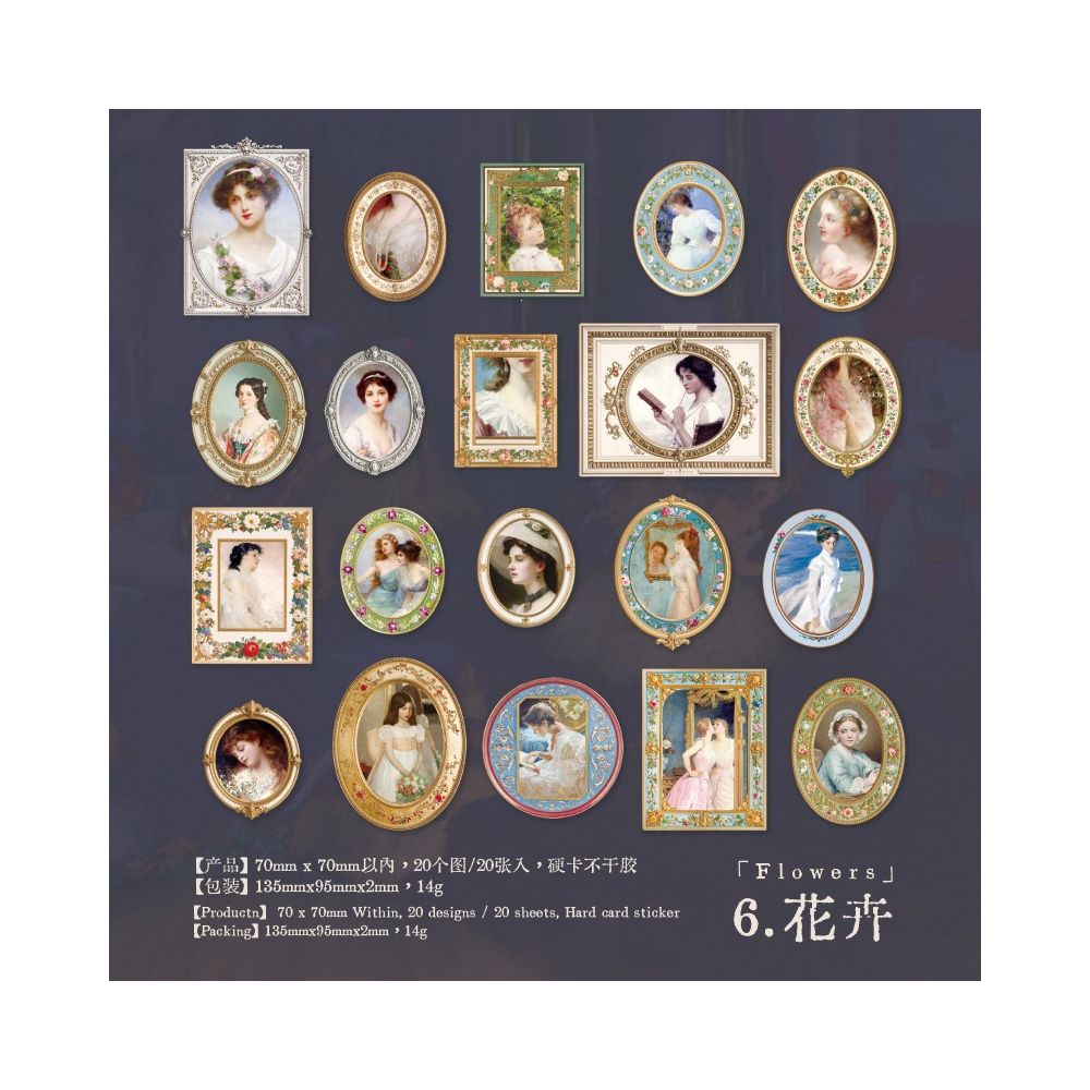 Vintage Photo Frame Paper Stickers 20psc 6 Designs