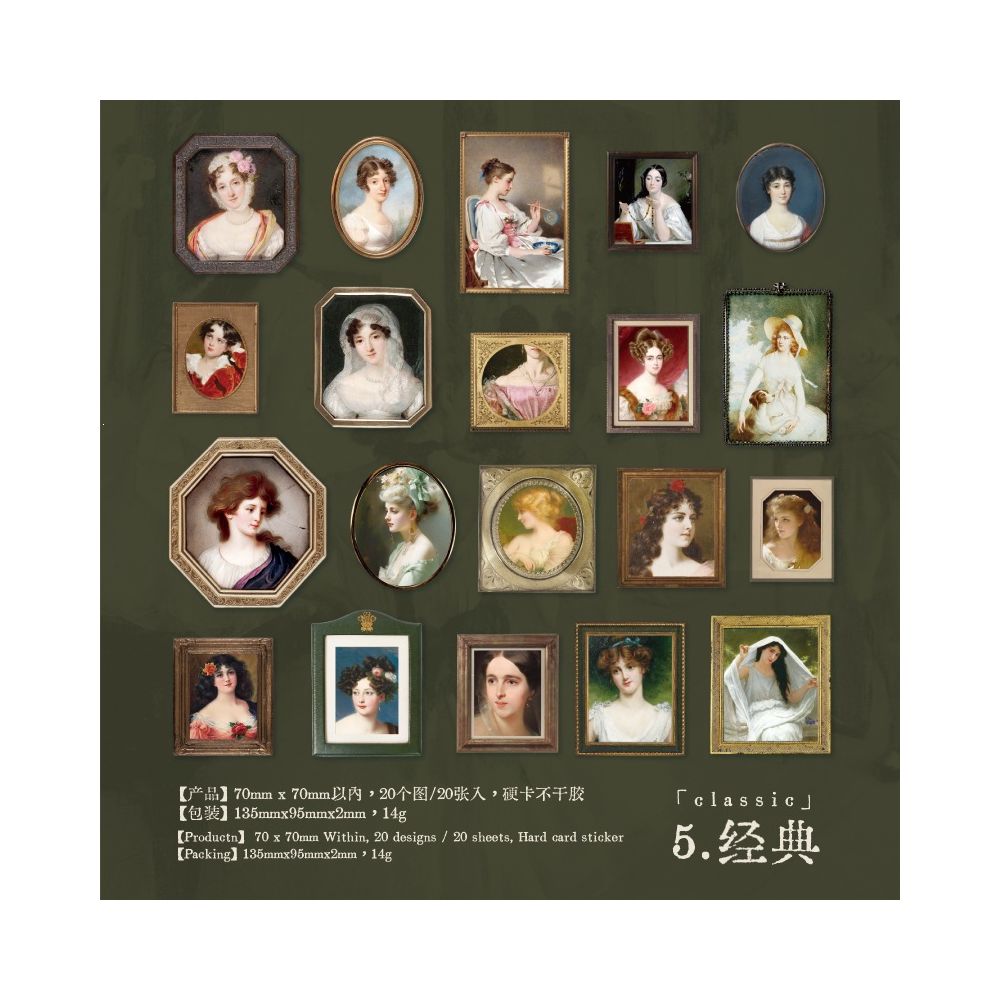 Vintage Photo Frame Paper Stickers 20psc 6 Designs