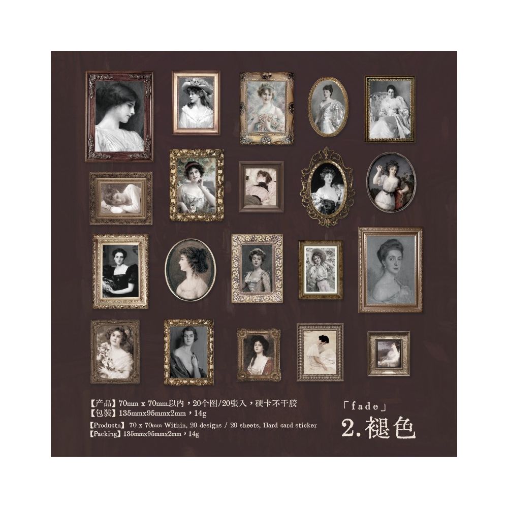 Vintage Photo Frame Paper Stickers 20psc 6 Designs