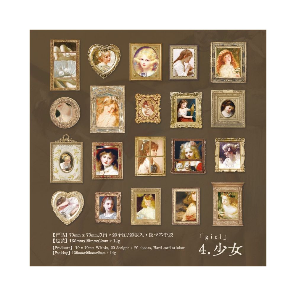 Vintage Photo Frame Paper Stickers 20psc 6 Designs