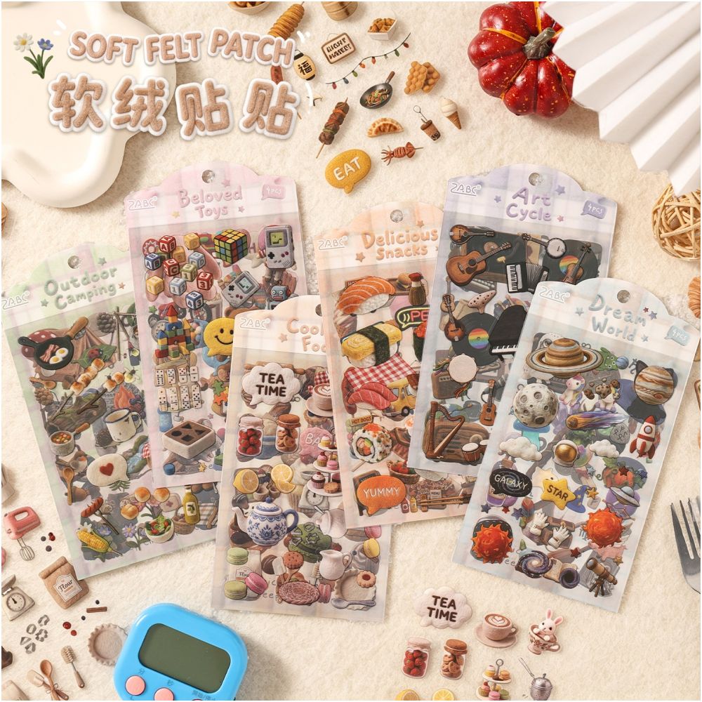 Soft Velvet PET Stickers Stickers 4 Sheets 6 variants image 0