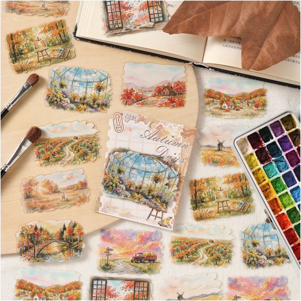 Four Seasons Landscape PET Stickers 20psc 4 variants image 1