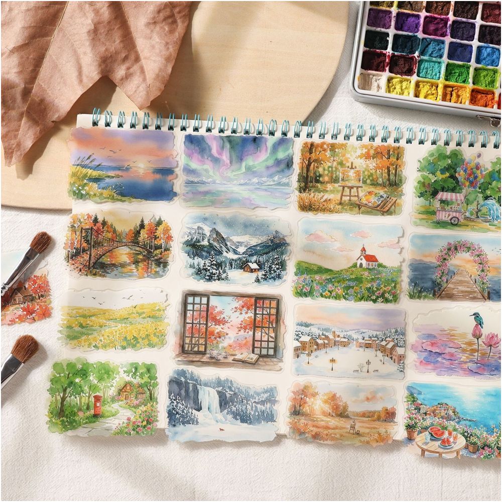 Four Seasons Landscape PET Stickers 20psc 4 variants image 2