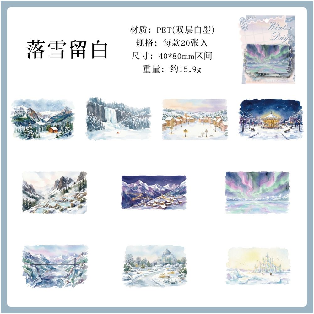 Four Seasons Landscape PET Stickers 20psc 4 variants