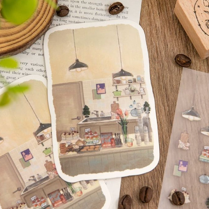 Casual Miniature Scenes PET Paper Stickers 2 sheets 4 Designs image 0