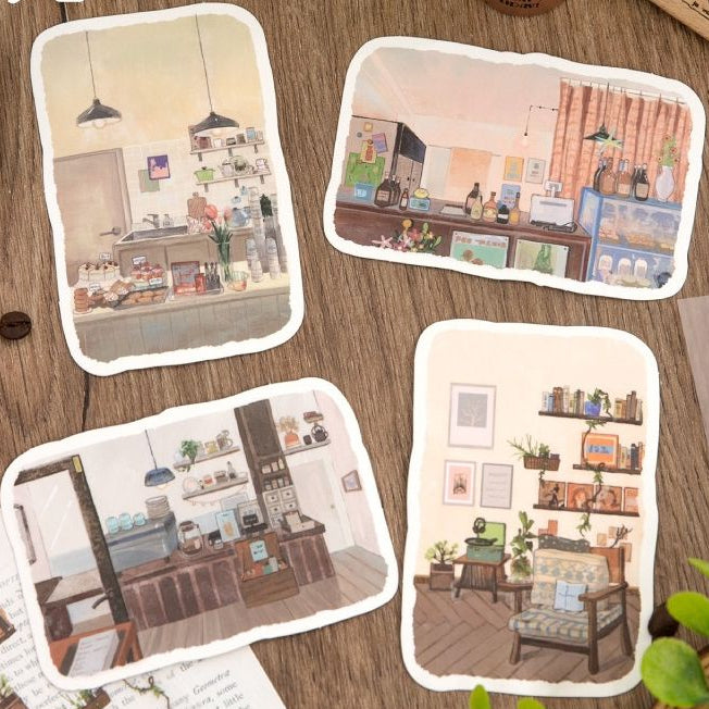 Casual Miniature Scenes PET Paper Stickers 2 sheets 4 Designs image 3