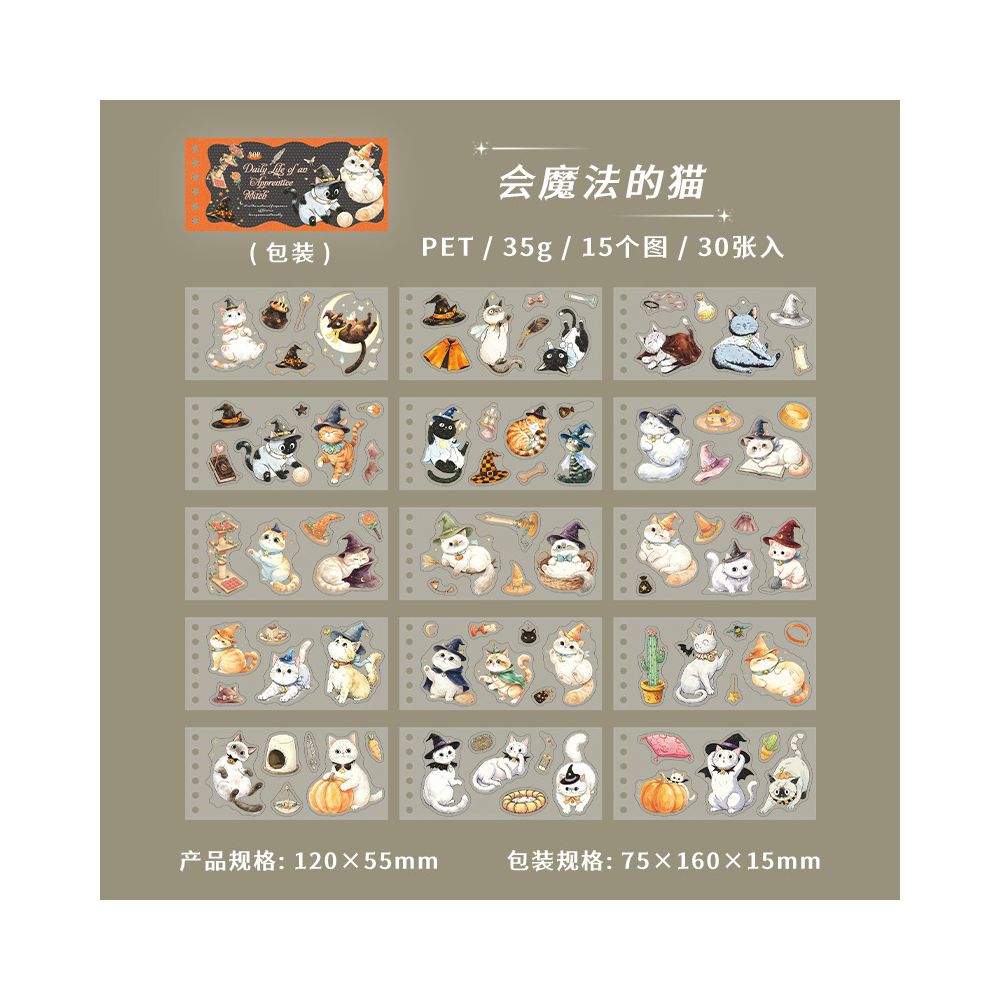 Witch Daily Life Series PET Sticker Book 4 Designs