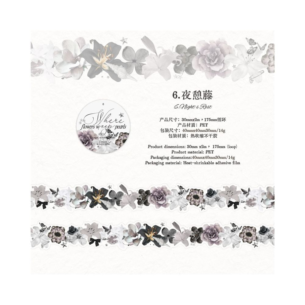 Floral Beads Series PET Tape 6 Designs 2cm x 2m