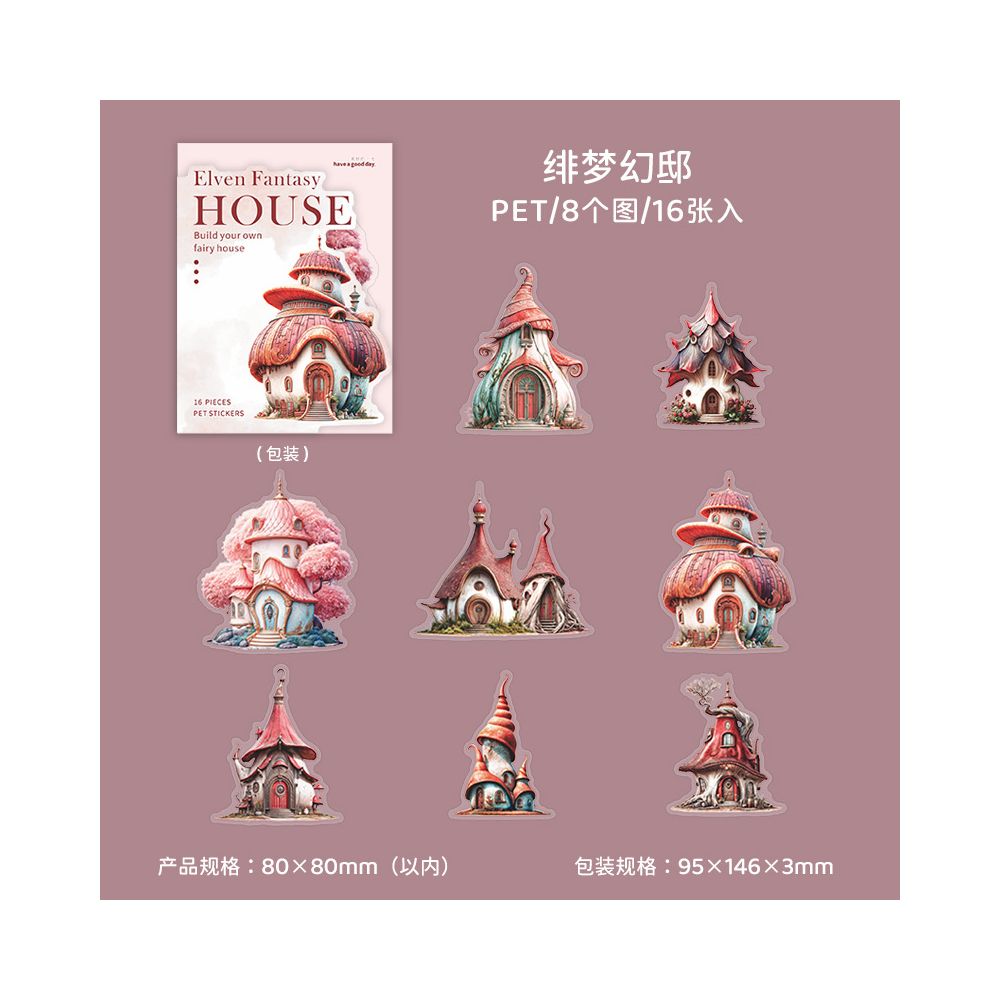 Fairy Tale House Series PET Stickers 6 Styles 16 pcs