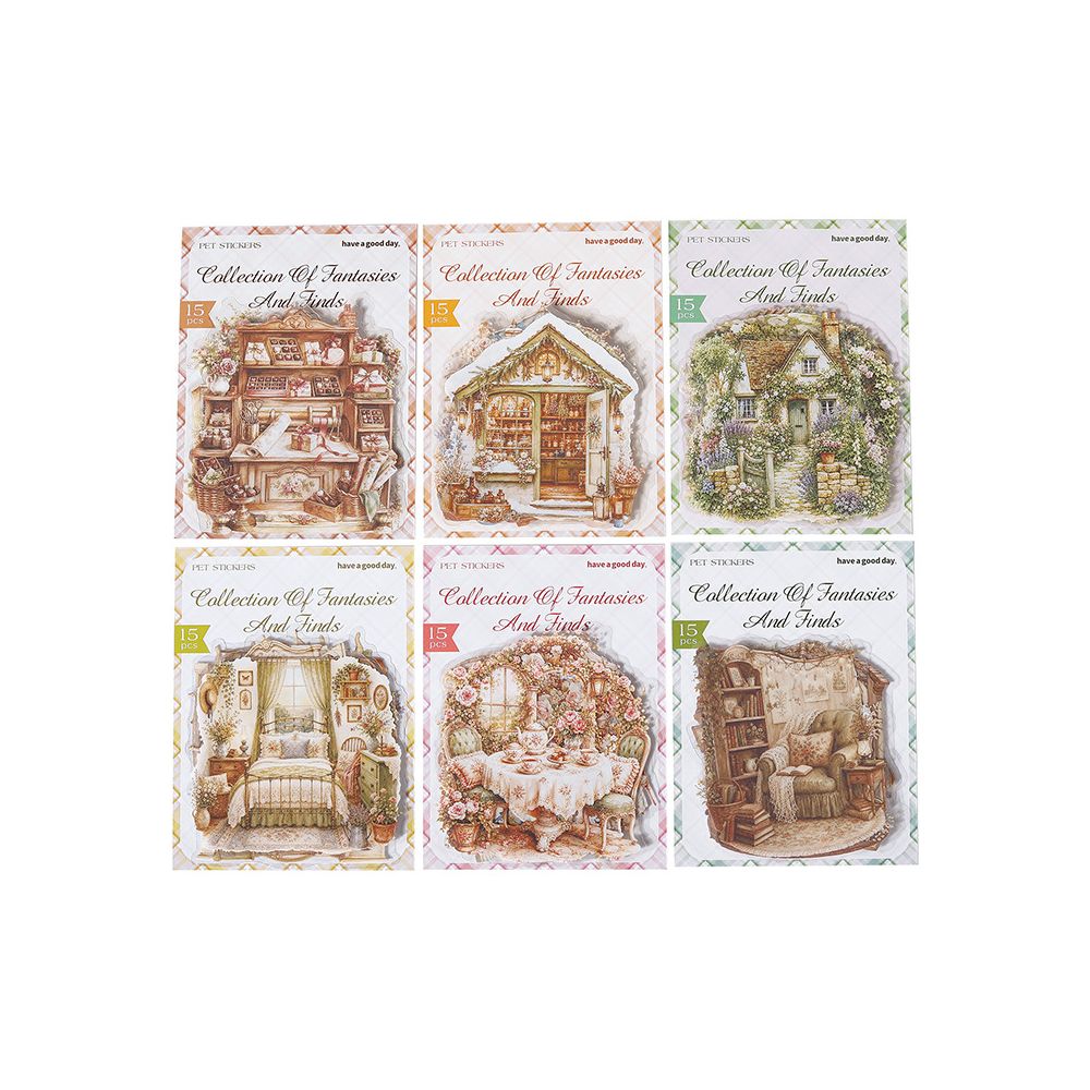 Fantasy Gleanings Series PET Stickers 6 Styles 15 Pcs image 4
