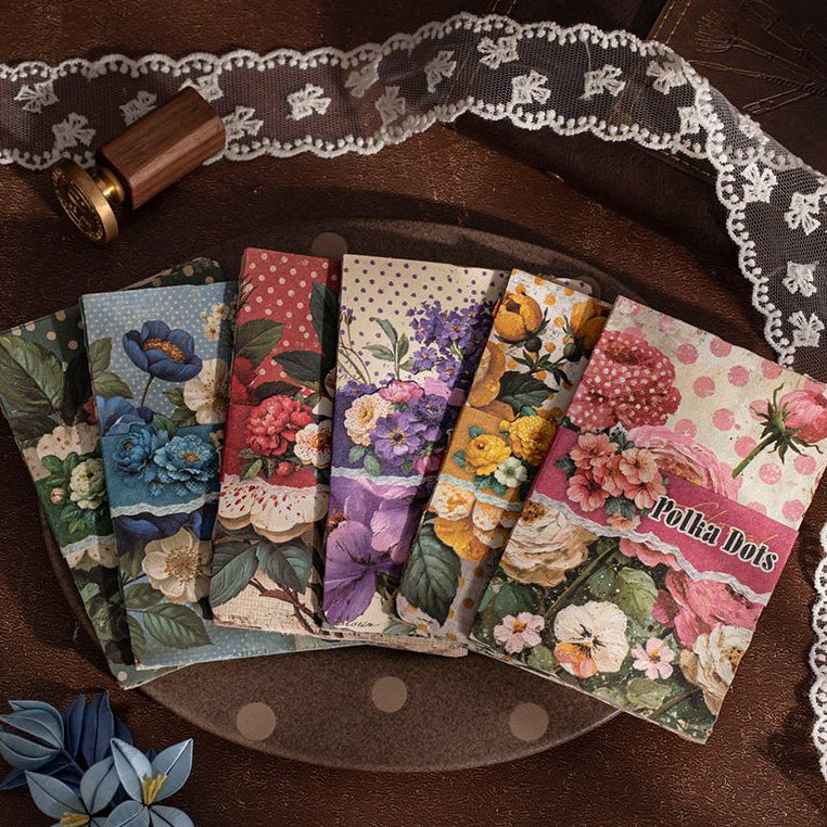 Floral Series Vintage Material Paper 6 Designs 30 Sheets image 0