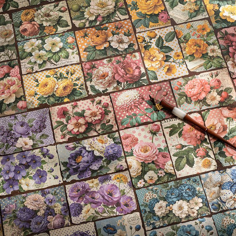 Floral Series Vintage Material Paper 6 Designs 30 Sheets image 1