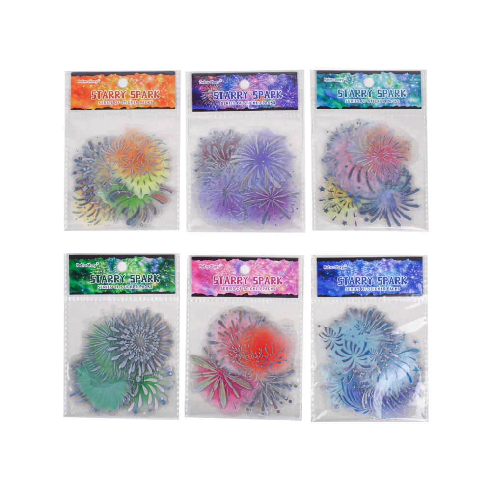 Starry Night Fireworks Series PET Stickers 6 Styles 20 Sheets image 4